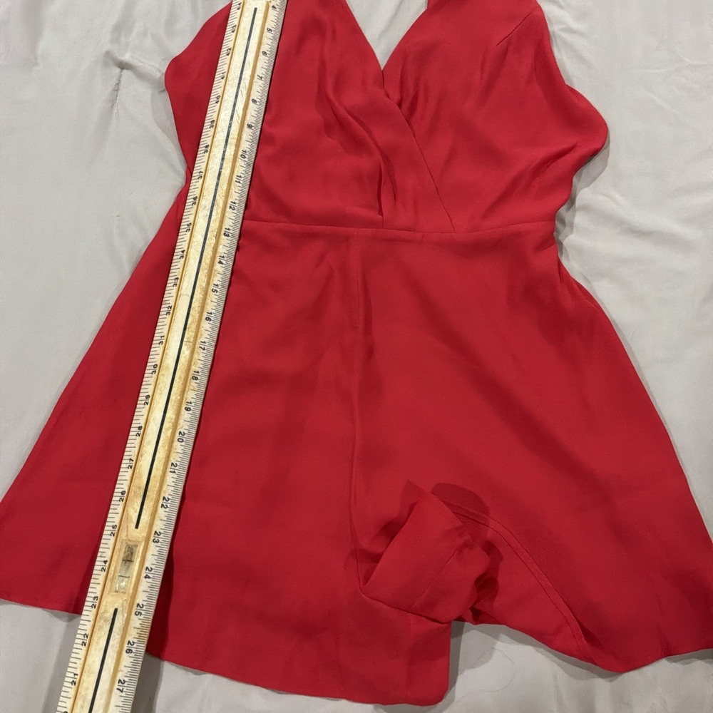 Lush red crisscross open back romper Deep V Neck - Picture 5 of 10